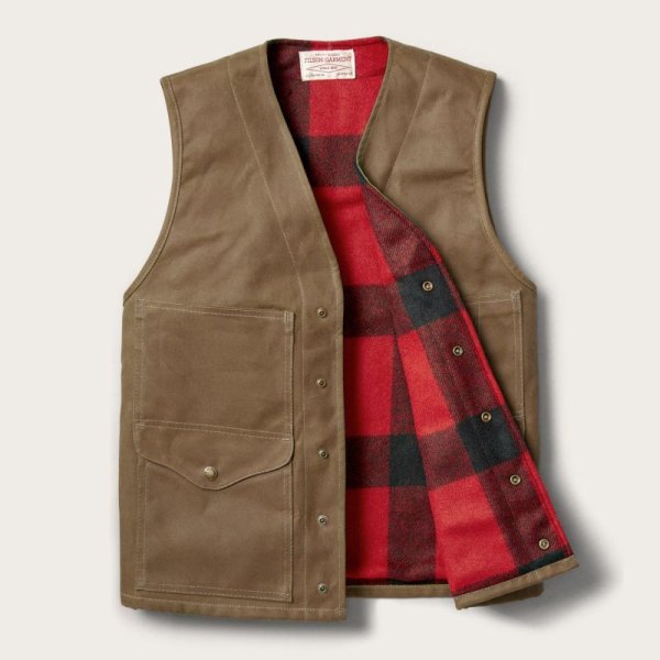 画像2: フィルソン マッキーノウールラインド ティンクロス クルーザー ベスト（ダークタン）XS/Filson Lined Cruiser Vest(Dark Tan)