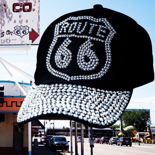 画像クリックで大きく確認できます　Click↓1: ルート66 ラインストーン キャップ（ブラック）/Route 66 Rhinestones Cap(Black)