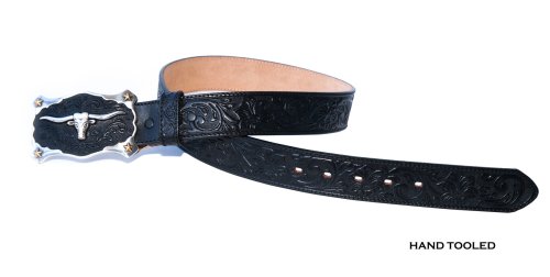 画像クリックで大きく確認できます　Click↓3: ジャスティン ロングホーン ベルト（ブラック）/Justin Classic Longhorn Belt(Black)