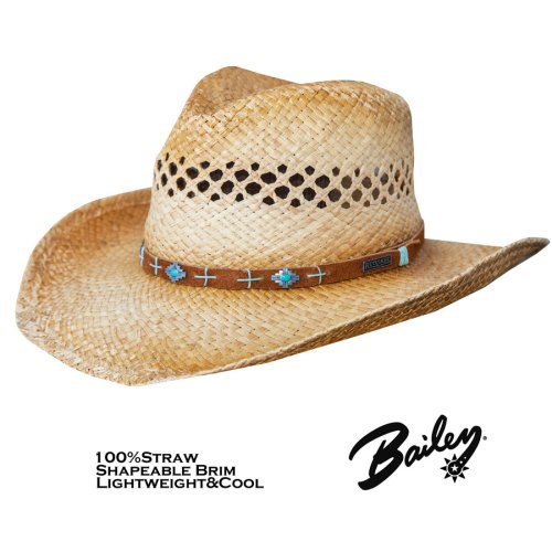 画像クリックで大きく確認できます　Click↓1: ベイリー ピンチフロント ストロー カウボーイ ハット（ナチュラル）/Bailey Raffia Straw Cowboy Hat(Natural)