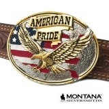 モンタナシルバースミス ベルト バックル イーグル スターズ＆ストライプス アメリカンプライド（シャイニー ゴールド・シャイニーシルバー）/Montana Silversmiths Belt Buckle American Pride