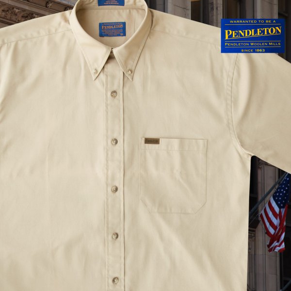 画像1: ペンドルトン 半袖 シャツ（タン）/Pendleton Plain Shortsleeve Shirt(Tan)