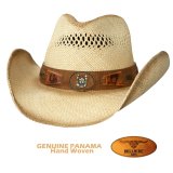 ブルハイド ハンドウーブン パナマ ホースシュー ウエスタン ストロー カウボーイ ハット（ナチュラル）/Bullhide Lucky Strike Panama Straw Cowboy Hat(Natural)