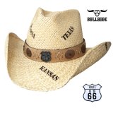 ブルハイド ルート66 パナマ ストロー ハット（ナチュラル）S（54cm〜55cm）/Bullhide Route 66 Panama Straw Cowboy Hat(Natural)