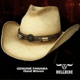 ブルハイド ハンドウーブン パナマ テキサススター★ロングホーン レザーバンド ウエスタン ストロー カウボーイ ハット（ナチュラル）/Bullhide Dundee Panama Straw Cowboy Hat(Natural)