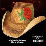 ブルハイド ハンドウーブン パナマ ローズ ウエスタン ストロー カウボーイ ハット（ラブ ストーリー）/Bullhide Love Story Panama Straw Cowboy Hat (Pecan)