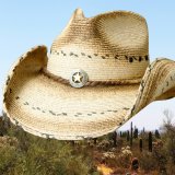 スター＆パームリーフ ストロー ウエスタン カウボーイ ハット（ナチュラル）大きいサイズもあり/Star Palm Leaf Straw Cowboy Hat（Natural) 
