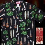 RJC ロバート・J・クランシー アロハシャツ ウクレレ・パームツリー・サーフボード（ブラック）/RJC ROBERT J. CLANCEY Aloha Shirt