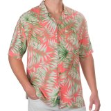 カリビアン ジョー トロピカル ブリーズ レーヨン リゾート シャツ （半袖・コーラル&リーフグリーン）ラージサイズ L/Caribbean Joe Tropical Breezes Short Sleeve Shirt