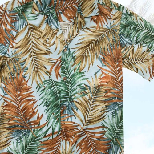 画像クリックで大きく確認できます　Click↓2: アロハシャツ ハワイアンシャツ パームリーフ（ブルー）/Aloha Shirt Palm Leaf