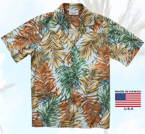 画像クリックで大きく確認できます　Click↓1: アロハシャツ ハワイアンシャツ パームリーフ（ブルー）/Aloha Shirt Palm Leaf