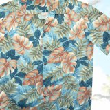 アロハシャツ ハワイアンシャツ ブルー・ブラウンリーフ/Aloha Shirt(Blue)