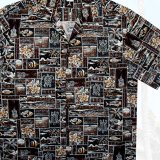 アロハシャツ ハワイアンシャツ トロピカル サンド アイランド M/Aloha Shirt(Brown/Black)