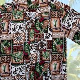 アロハシャツ ハワイアンシャツ ウクレレ・リーフ（ブラウン）/Aloha Shirt Ukulele(Brown)