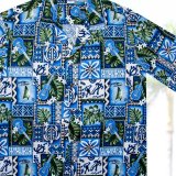 アロハシャツ ハワイアンシャツ ウクレレ・リーフ（ブルー）L/Aloha Shirt Ukulele(Blue)