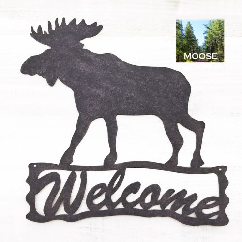 画像クリックで大きく確認できます　Click↓1: ムース鹿 ウェルカム サイン/Moose Welcome Sign