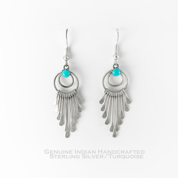 画像1: ナバホ インディアン ハンドメイド スターリングシルバー ターコイズ ピアス/Navajo Handmade Sterling Silver Turquoise Earrings