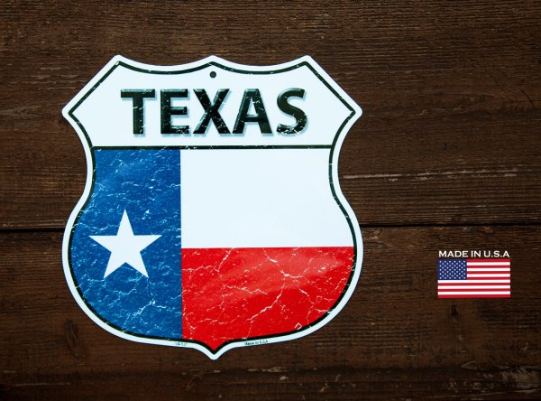 画像2: テキサス フラッグ アメリカ製 ハイウエー ティンサイン メタルサイン /Texas State Flag Highway Metal Sign