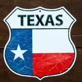 テキサス フラッグ アメリカ製 ハイウエー ティンサイン メタルサイン /Texas State Flag Highway Metal Sign