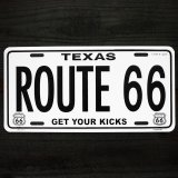 ルート66 ライセンスプレート テキサス/Texas Route 66 Metal License Plate