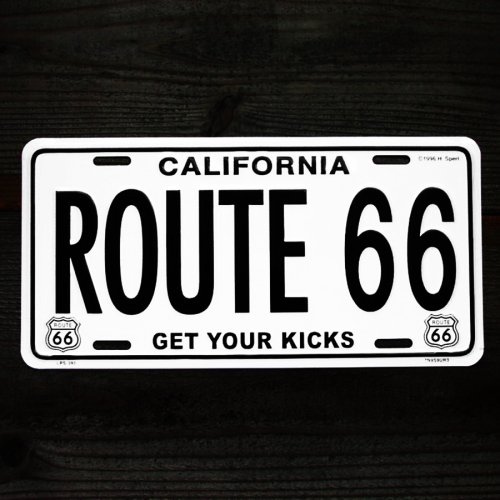 画像クリックで大きく確認できます　Click↓1: ルート66 ライセンスプレート カリフォルニア/California Route 66 Metal License Plate