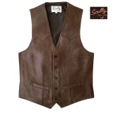 スカリー ウエスタン レザー ベスト（チョコレートブラウン/ブラウン）/Scully Western Lamb Leather Vest(Chocolate/Brown)