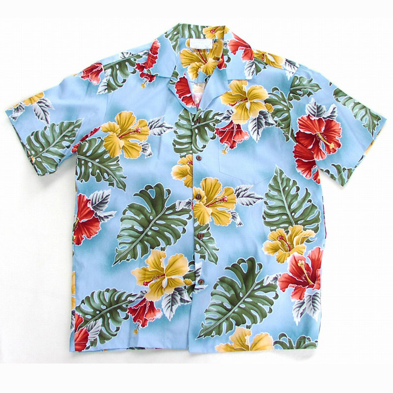 アロハシャツ トロピカルハイビスカス ブルーハワイ Aloha Shirt 半袖シャツ Tシャツ