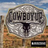 画像: モンタナシルバースミス カウボーイアップ ロングホーン スカル ベルト バックル/Montana Silversmiths Cowboy Up Longhorn Skull Belt Buckle