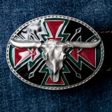 画像: ウエスタン ベルト バックル ステアーヘッドスカル/Western Belt Buckle Steerhead Skull