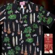 画像1: RJC ロバート・J・クランシー アロハシャツ ウクレレ・パームツリー・サーフボード（ブラック）/RJC ROBERT J. CLANCEY Aloha Shirt