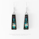 画像: ナバホ インディアン ハンドメイド スターリングシルバー インレイ ピアス（ブラック・ターコイズ）/Navajo Handmade Sterling Silver Inlay Earrings