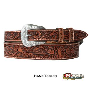 画像: ノコナ フローラル テーパード ウエスタン レザーベルト（ブラウン）/Nocona Western Leather Belt(Brown)