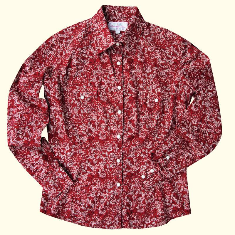 画像1: パンハンドルスリム ウエスタンシャツ・レッド（長袖/レディース）/Panhandle Slim Long Sleeve Western Shirt(Women's)