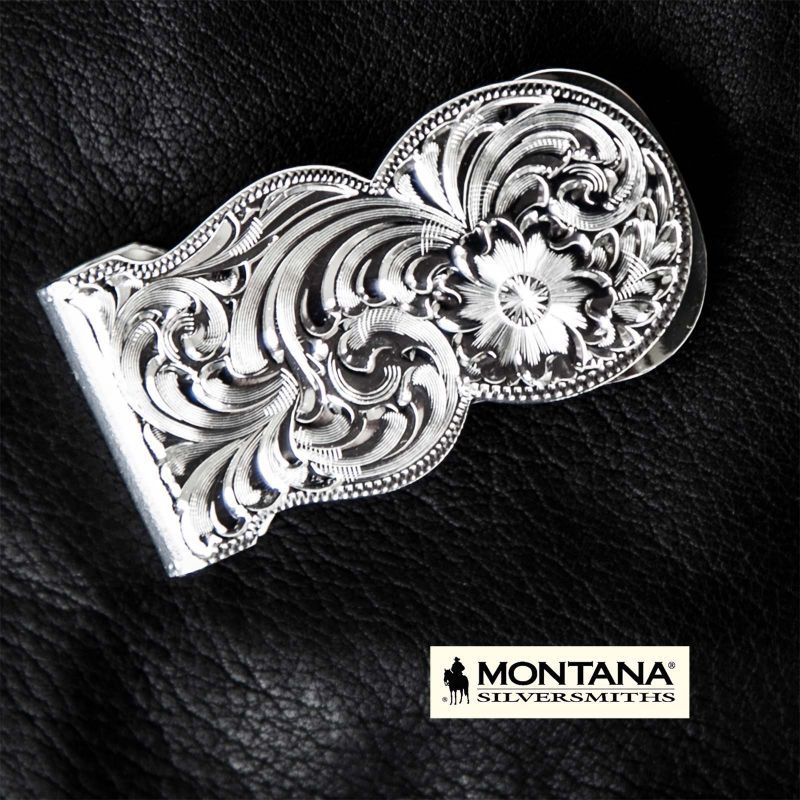 モンタナシルバースミス マネークリップ シルバー エングレーブ/Montana Silversmiths Fully Engraved Money  Clip