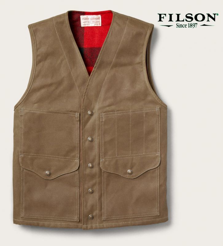 フィルソン マッキーノウールラインド ティンクロス クルーザー ベスト（ダークタン）XS/Filson Lined Cruiser Vest(Dark  Tan)