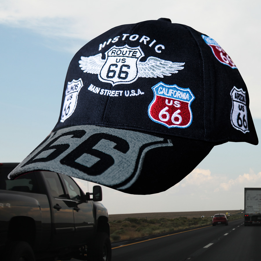 ルート66 8州 刺繍 ワッペン キャップ（ブラック）/Route 66 Cap(Black)