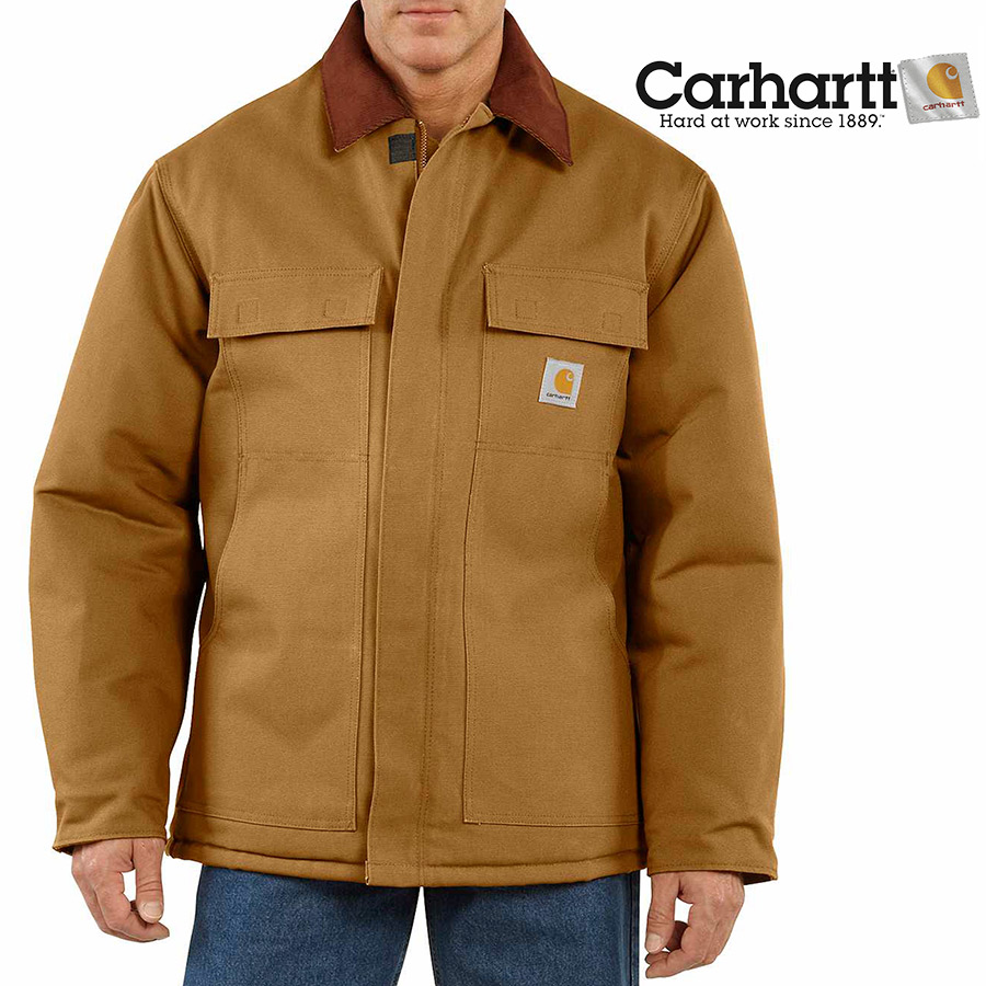 Carhartt カーハート トラディショナルコート ダック生地 ワークジャケット 防寒  アメカジ ブラウン (メンズ L)   O9771約66cm袖丈