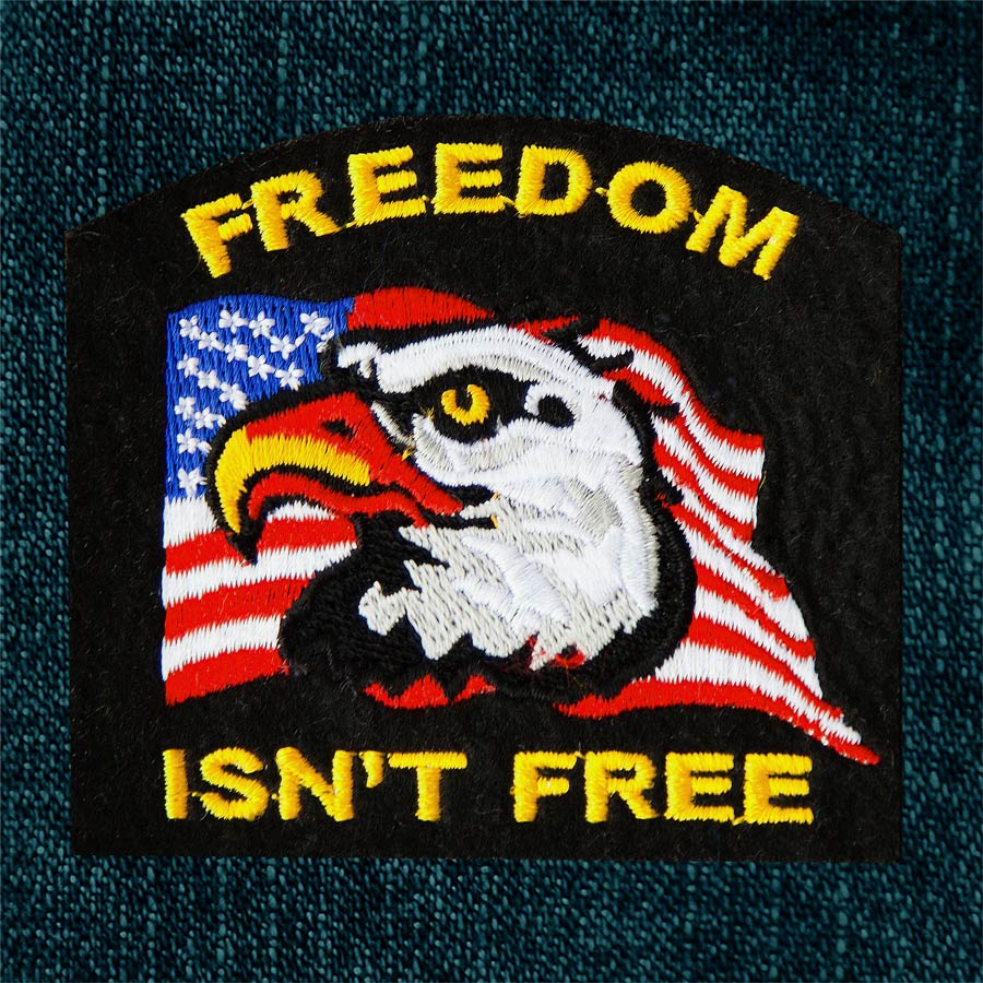 画像: ワッペン アメリカンイーグル 星条旗 FREEDOM ISN'T FREE ブラック/Patch