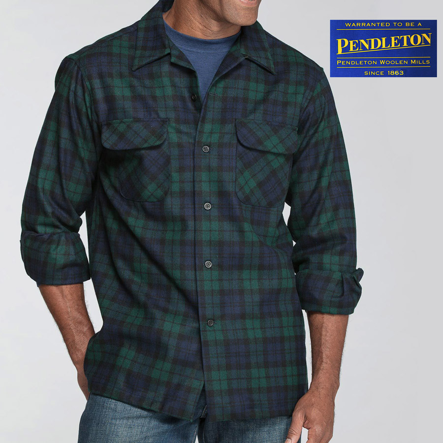 ペンドルトン　USA製　ウールシャツ　長袖　チェック柄　ブラックウォッチ柄　美品
