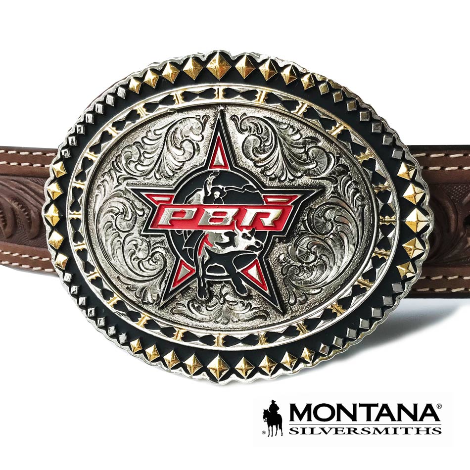 画像1: PBR モンタナシルバースミス ウエスタン ベルト バックル/Montana Silversmiths Belt Buckle PROFESSIONAL BULL RIDERS