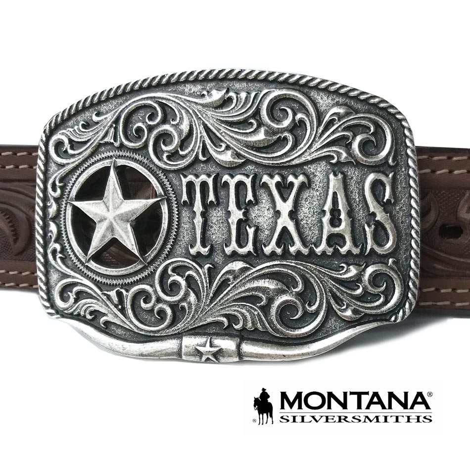 画像1: モンタナシルバースミス ベルト バックル テキサス ローンスター ロングホーン/Montana Silversmiths Belt Buckle