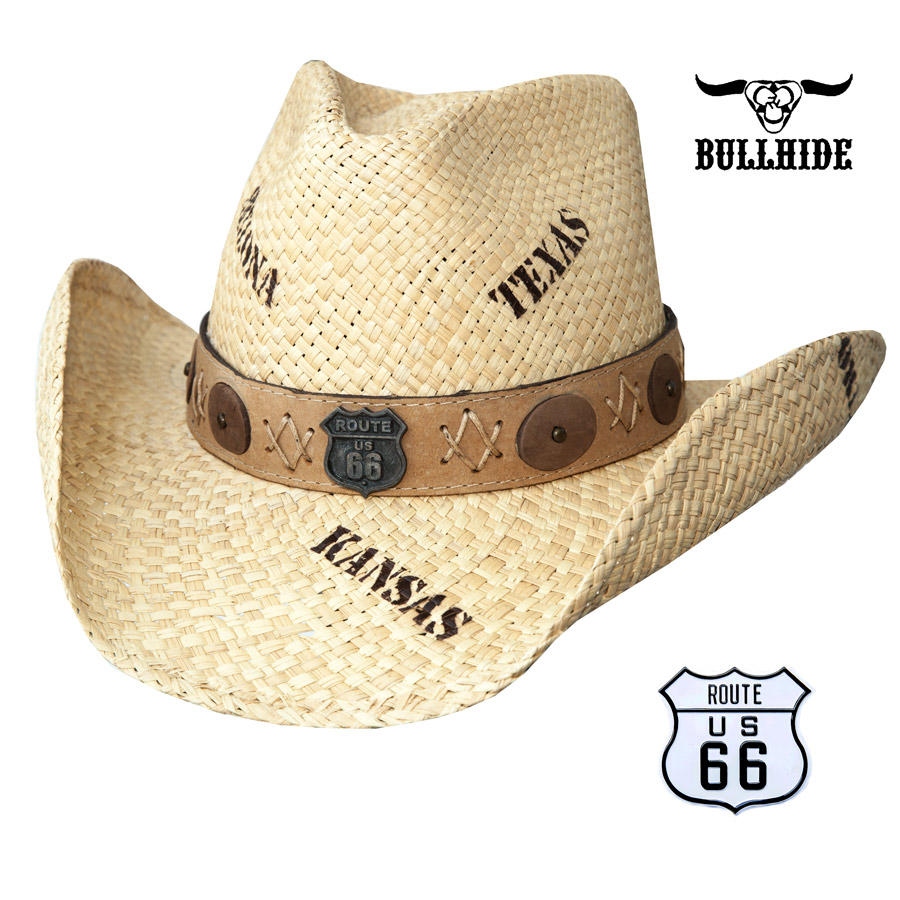 画像: ブルハイド ルート66 パナマ ストロー ハット（ナチュラル）S（54cm〜55cm）/Bullhide Route 66 Panama Straw Cowboy Hat(Natural)