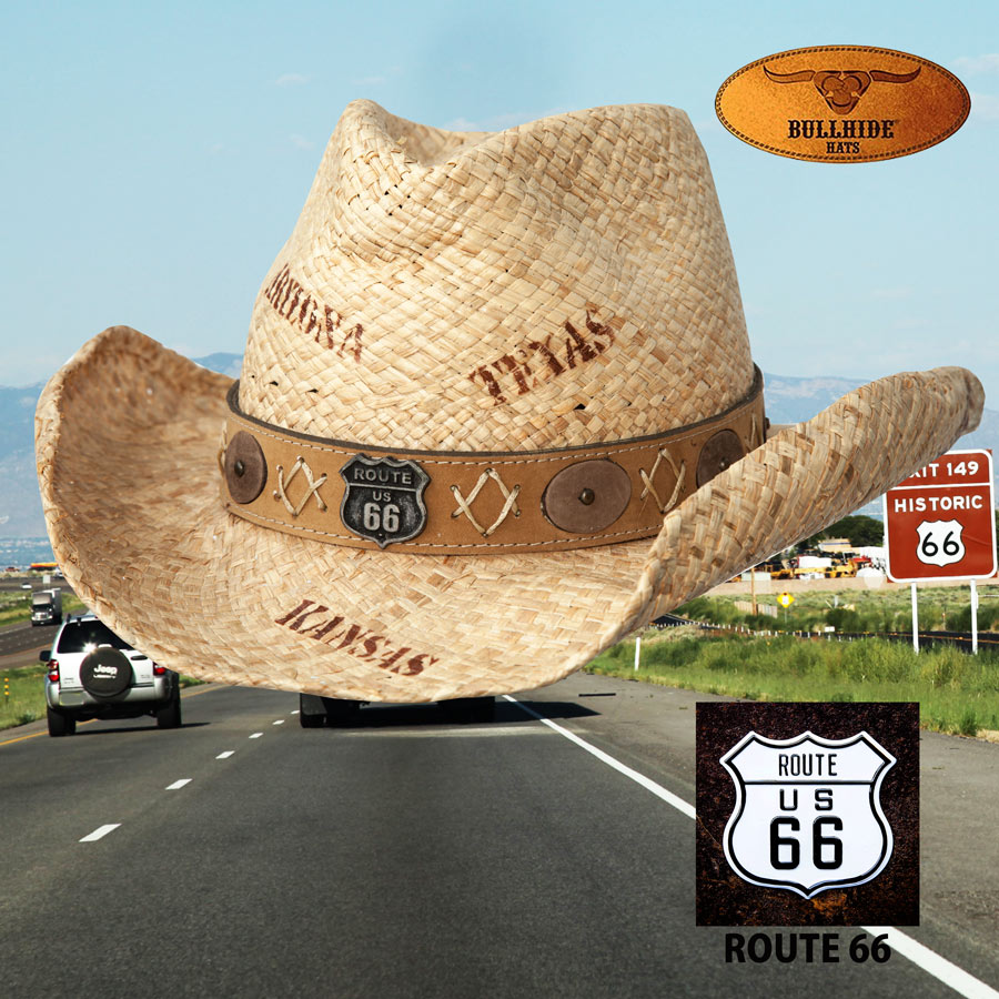 画像1: ルート66 ストロー ハット（ナチュラル）ブルハイド製 /Bullhide Route 66 Straw Cowboy Hat(Natural)