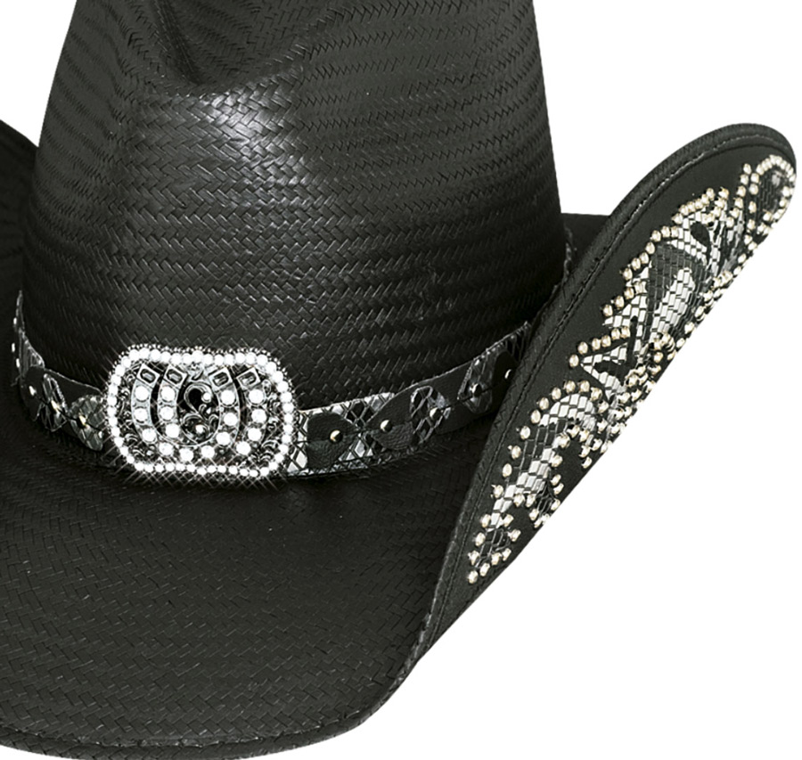 画像: ブルハイド ウェスタン ストロー カウボーイ ハット（カウガールファンタジー・ブラック）/BULLHIDE Western Straw Cowboy Hat Cowgirl Fantasy(Black)