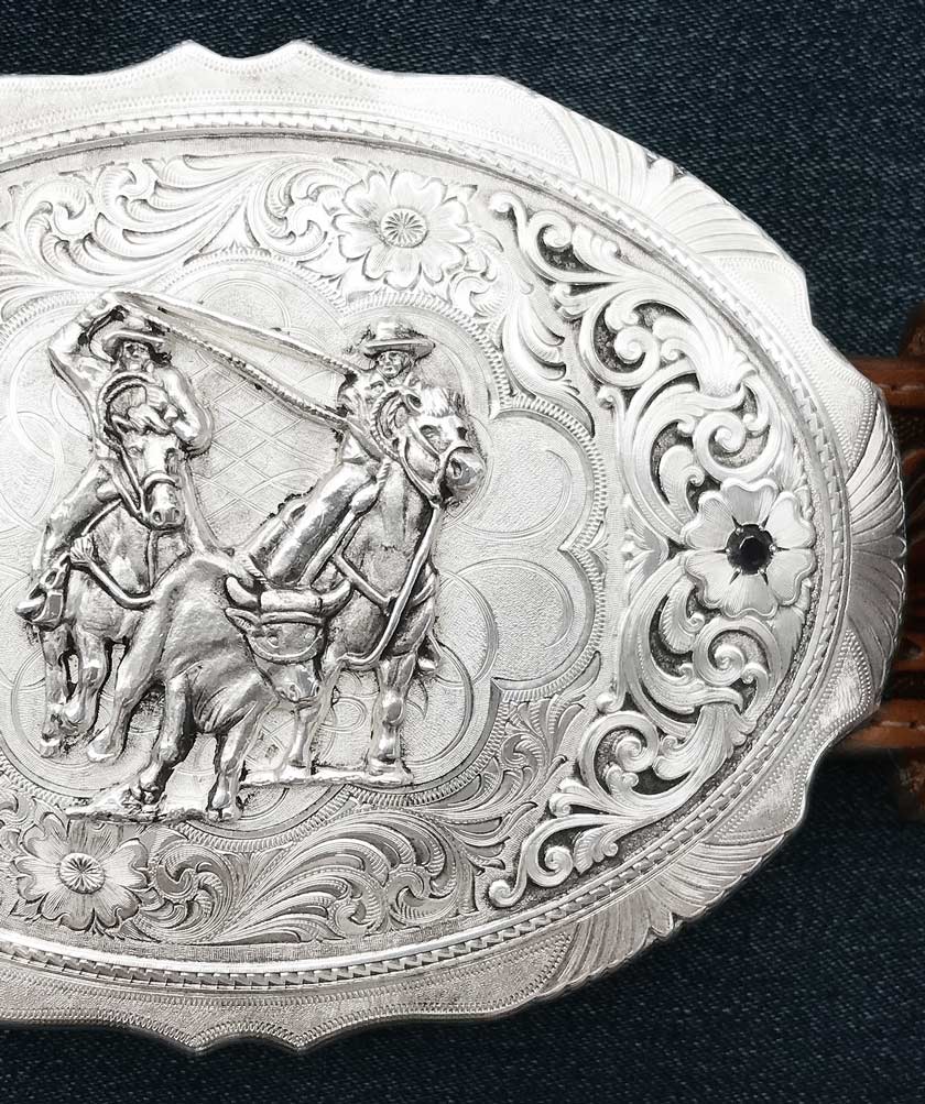 画像2: モンタナシルバースミス ウエスタン ベルト バックル チームローパー/Montana Silversmiths Belt Buckle