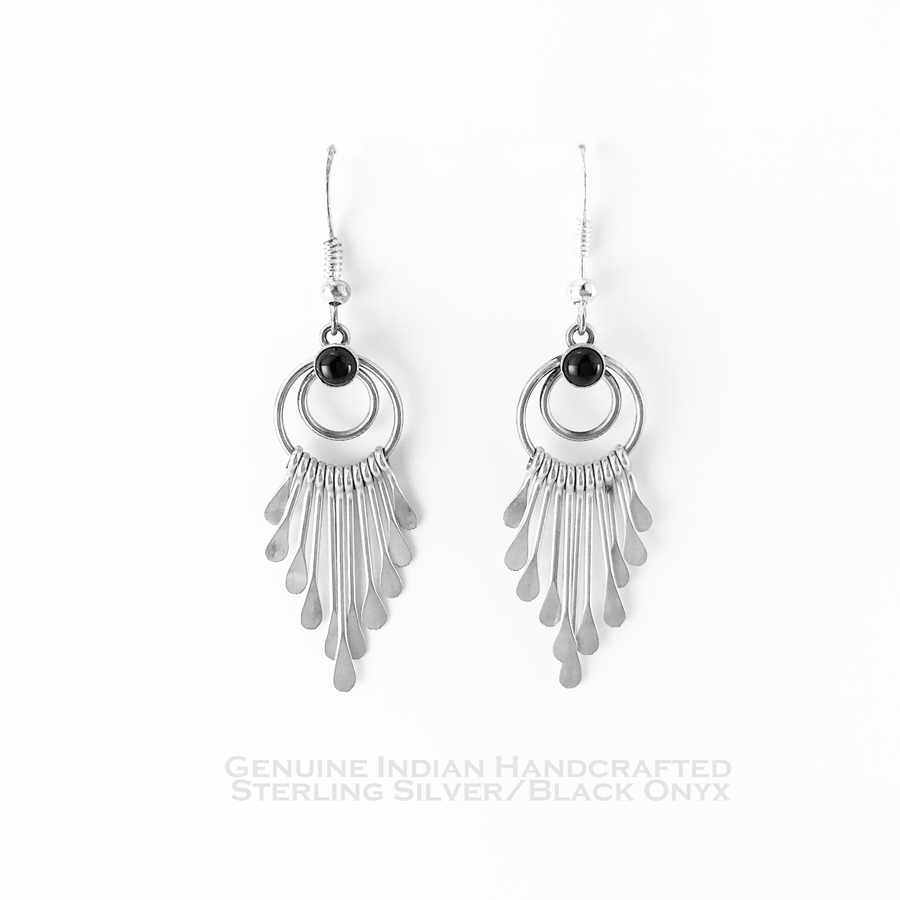 ナバホ インディアン ハンドメイド スターリングシルバー ブラックオニキス ピアス/Navajo Handmade Sterling Silver  Black Onyx Earrings シルバーターコイズアクセサリー