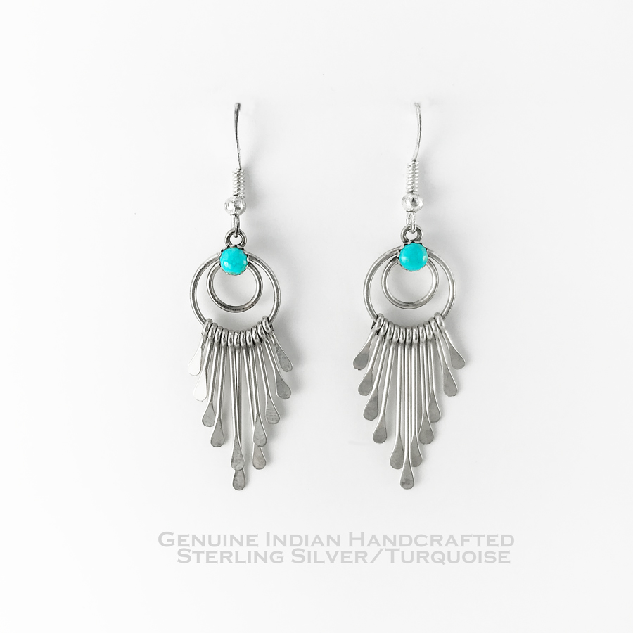 画像: ナバホ インディアン ハンドメイド スターリングシルバー ターコイズ ピアス/Navajo Handmade Sterling Silver Turquoise Earrings