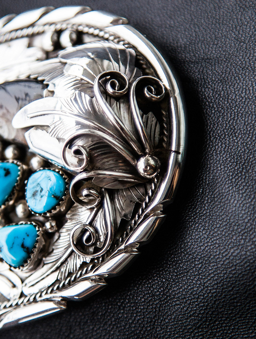 ナバホ シルバー&ターコイズ ベアクロウ ベルト バックル/Navajo Sterling Silver Turquoise Belt Buckle  レザーベルト・バックル