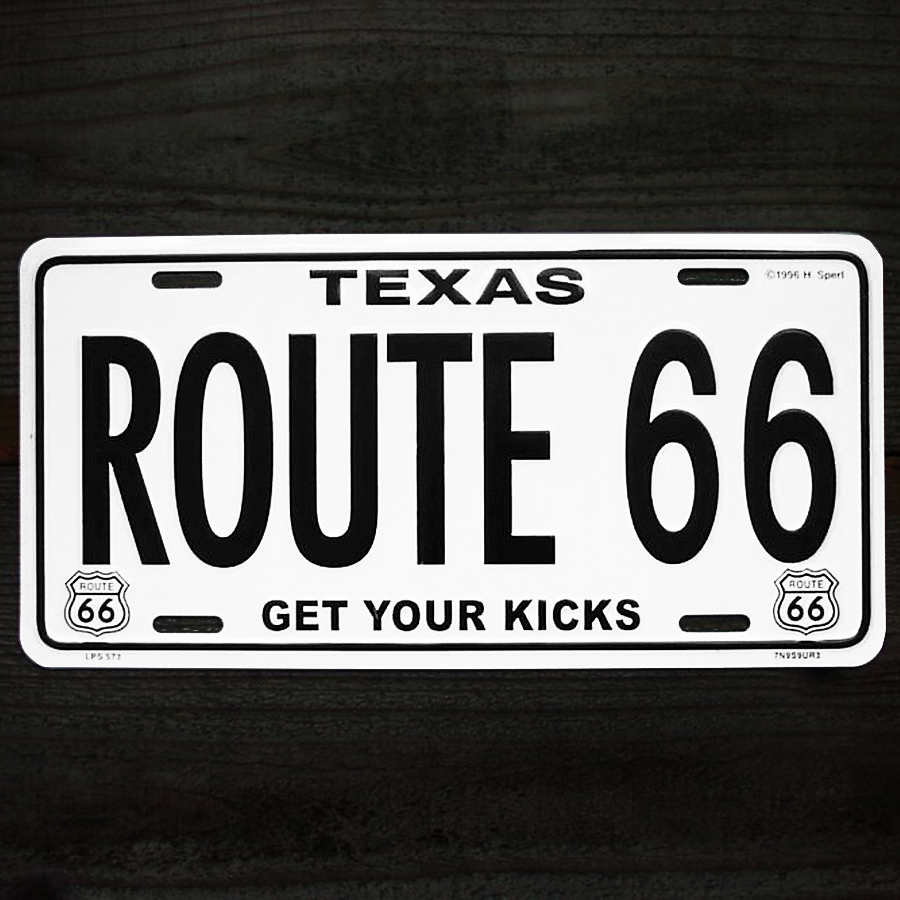 画像1: ルート66 ライセンスプレート テキサス/Texas Route 66 Metal License Plate