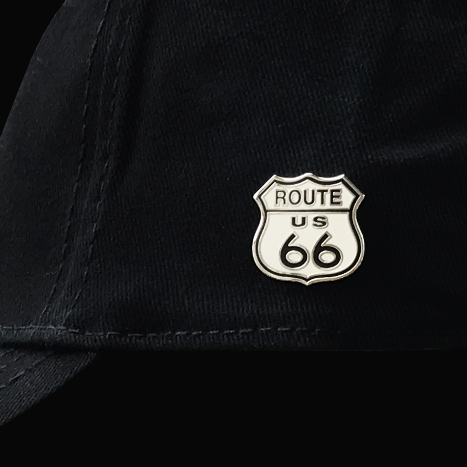 画像: ルート66 ピンバッジ ホワイト・ブラック/Pin Route 66